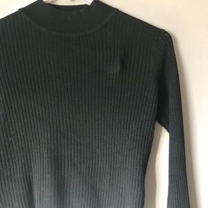Mock Neck Ribbed Long Sleeve Top